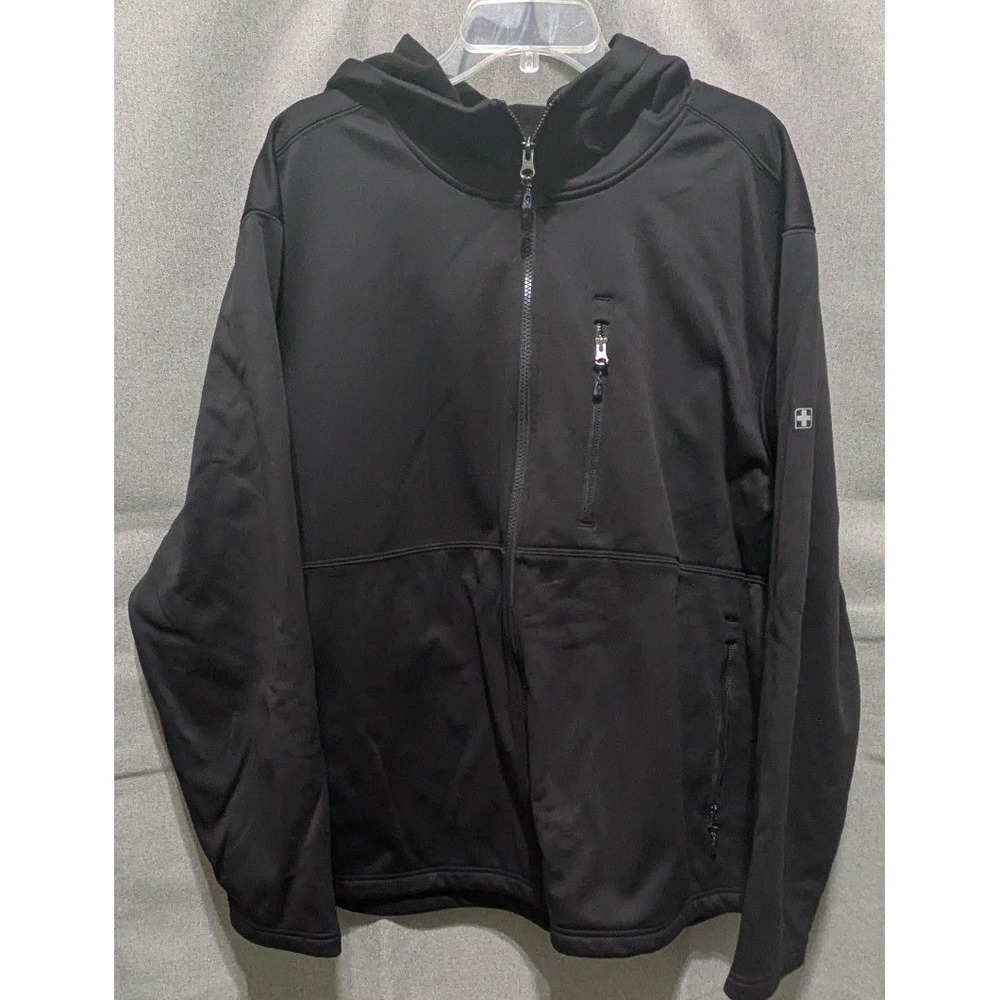 Swiss Tech Hooded Softshell Jacket Mens 3XL Black Full Zip SW34100126174HB